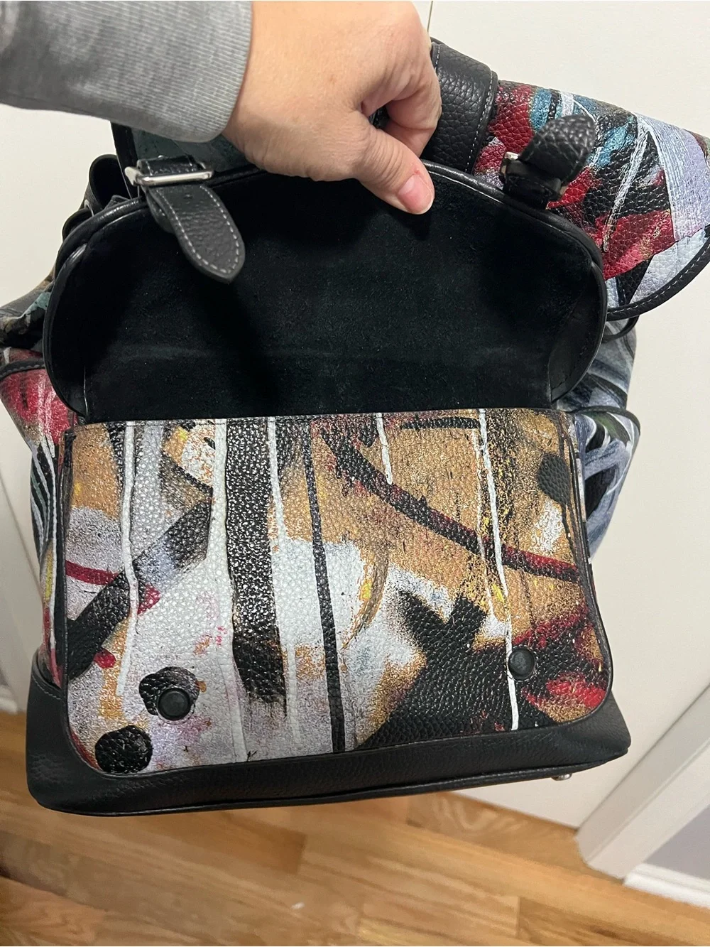 Coach Mint+SERF CLD676 Leather Multicolor Backpack Women's Mens KNB1563 Grafitti